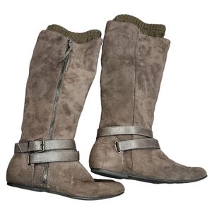 Aldo Cappuccino Brown Suede Flat Tall Pull On Boots Size 7